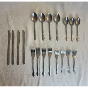 Vintage Utica Stainless Steel Flatware 14 Piece Forks Knifes Spoons Silverware